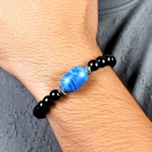 Men's Stretch Bracelet Black & Blue NWT (MJW032)